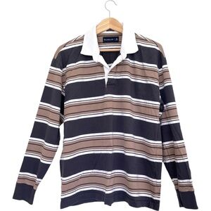ABERCROMBIE & FITCH A&F Long Sleeve Striped Rugby Polo Shirt. Size: M